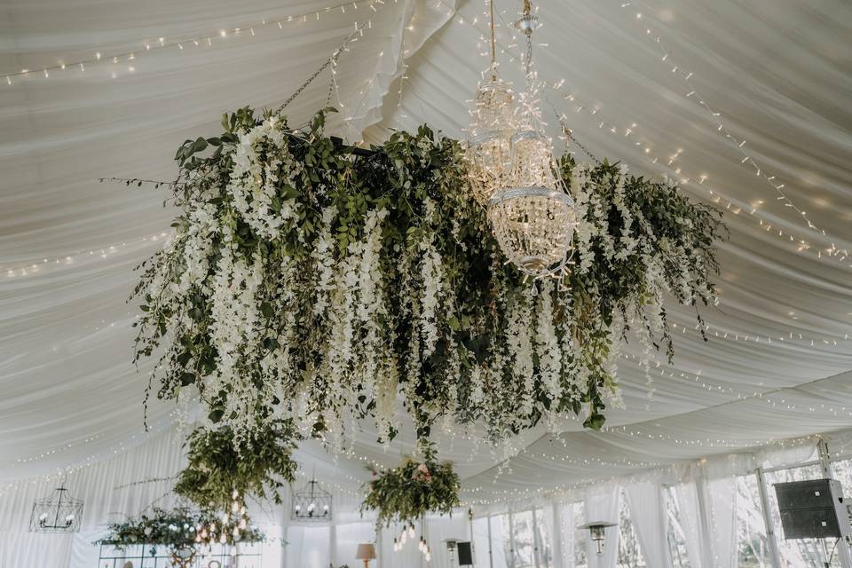 Hanging wedding greenery