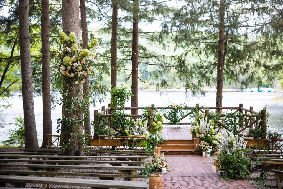 River front ceremony greenery