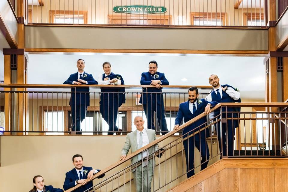 Groom & Groomsmen in Stairwell