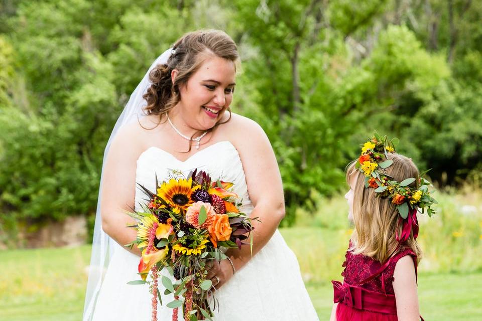 Bride holding bouquet