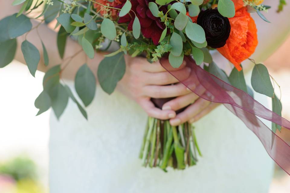 Bride holding bouquet