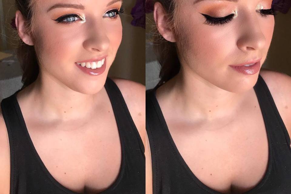 Soft warm eyes, with liner.