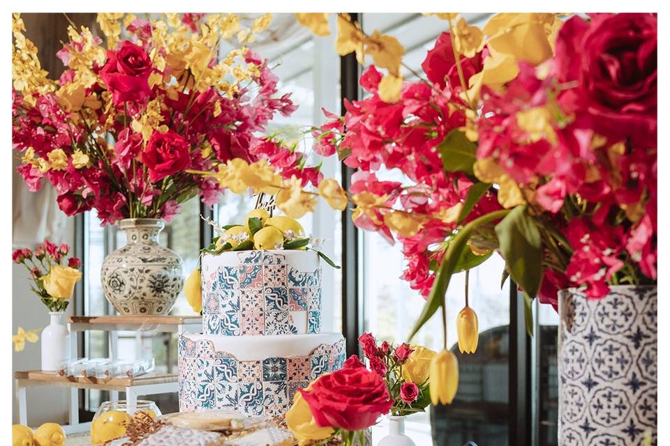 Cake Delight Amidst Florals