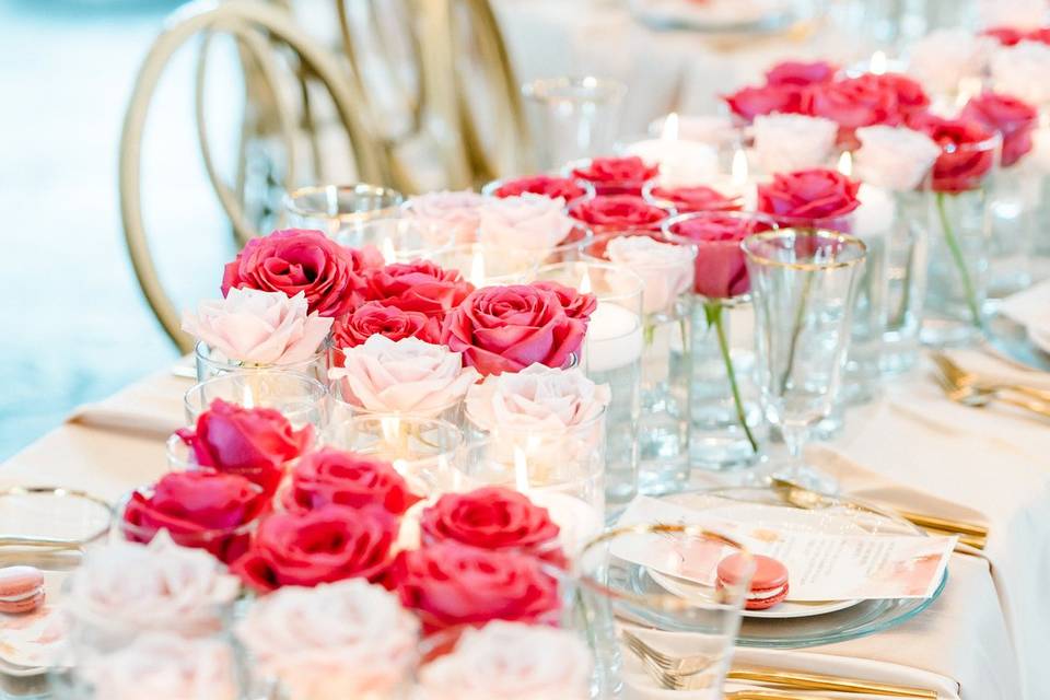 Pink rose tablescape