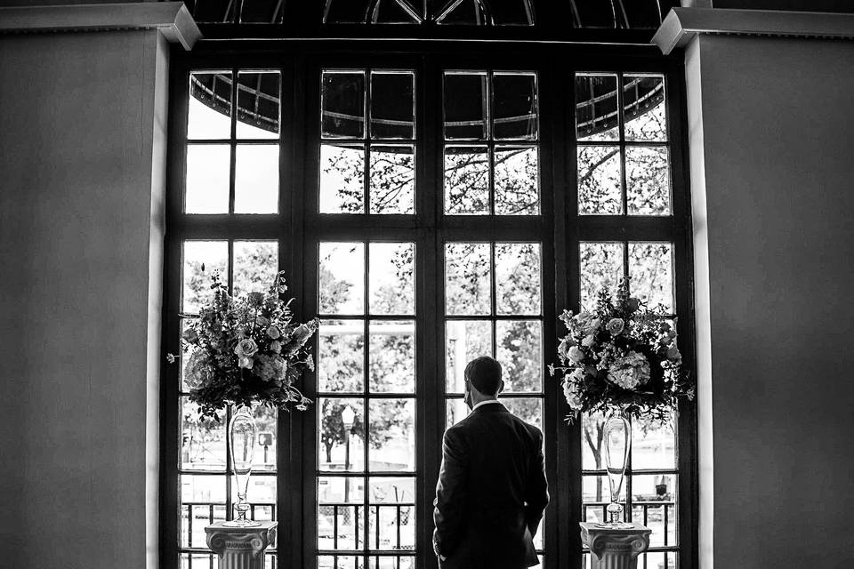 Groom in Lake Mirror Room