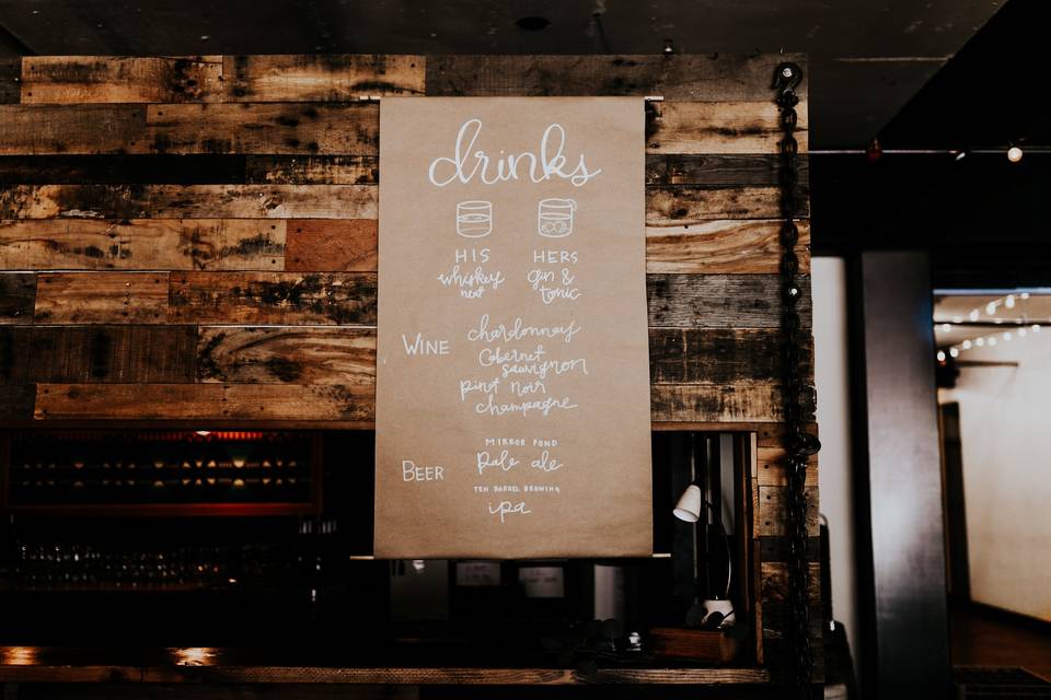 Day-of drink menu