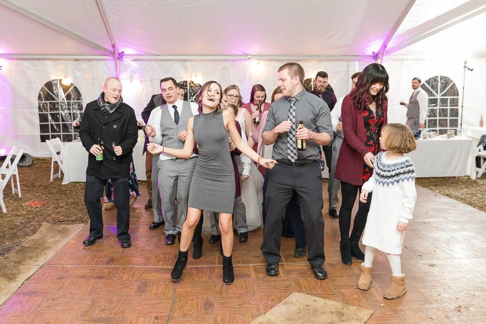 Winter Tent Wedding Dancing