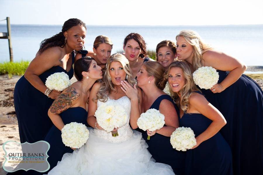 The bride with her bridesmaids