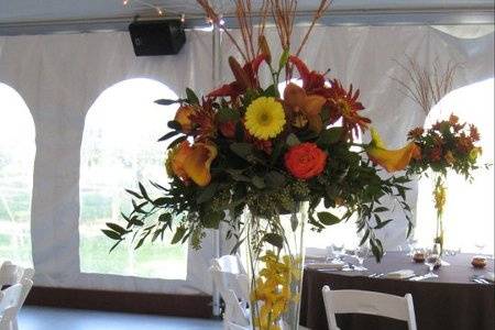 Raised floral centerpiece