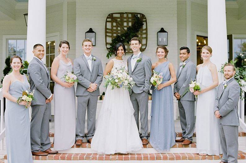 Bride and groom with friends