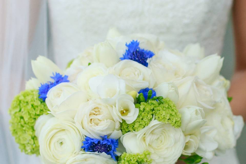 The bride holding her bouquet