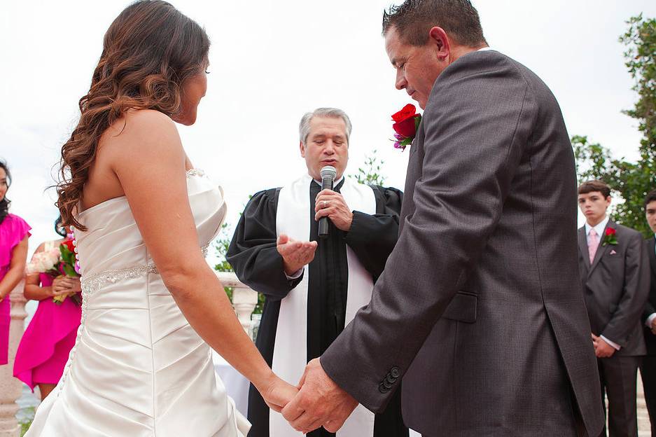 Officiating the wedding ceremony