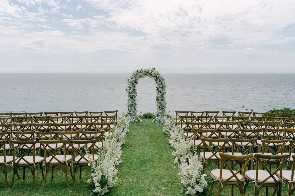 Ocean front view wedding