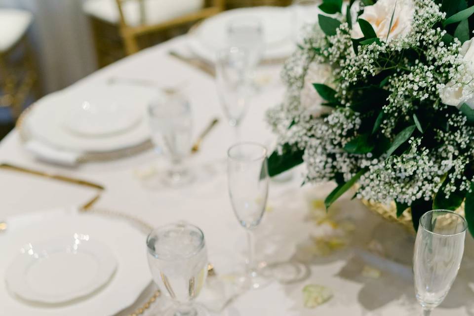 Classic white place setting