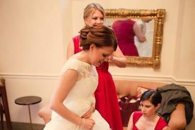 Bride with her bridesmaids