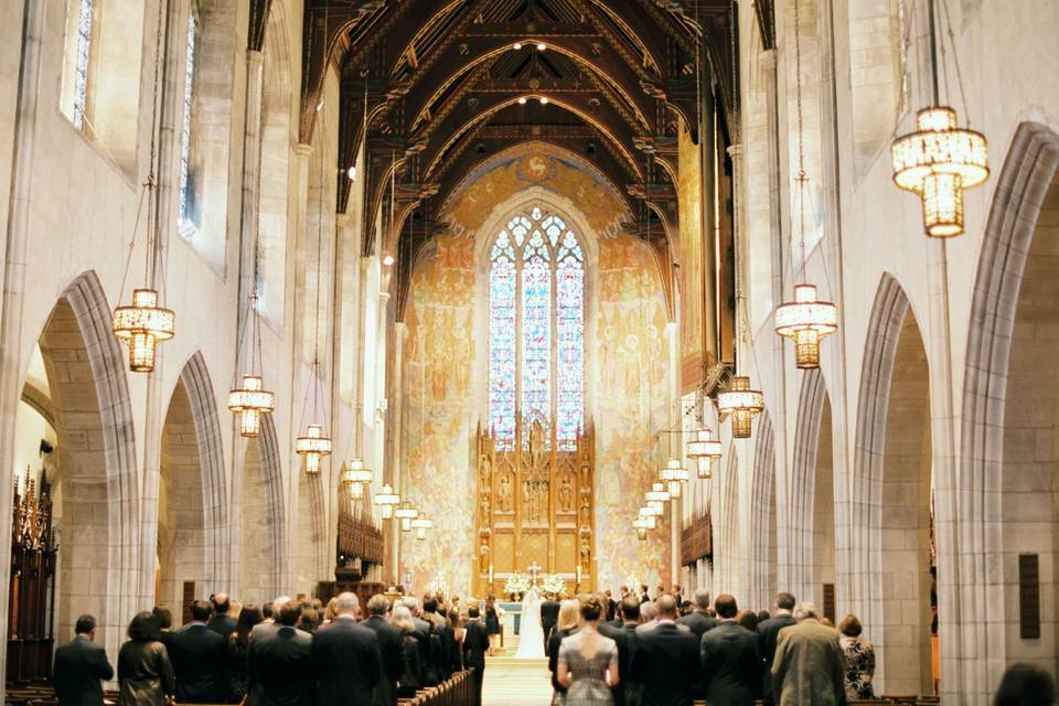 The warm glow of a church