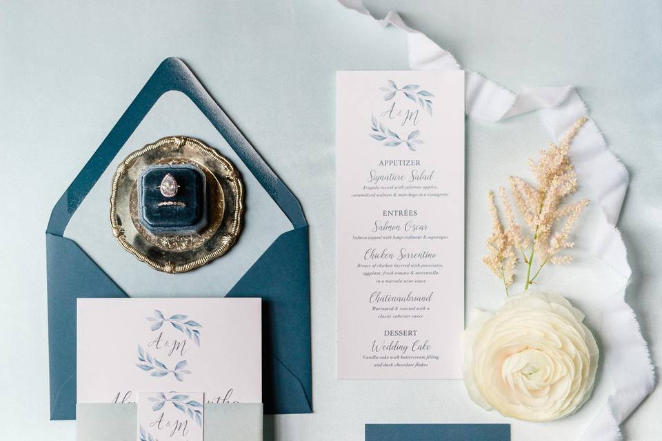 Blue Elegant Invitation Suite