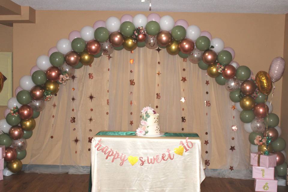 Balloon Arch for Sweet 16