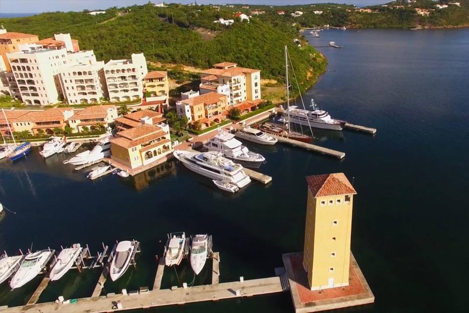 Arial view of Porto Cupecoy