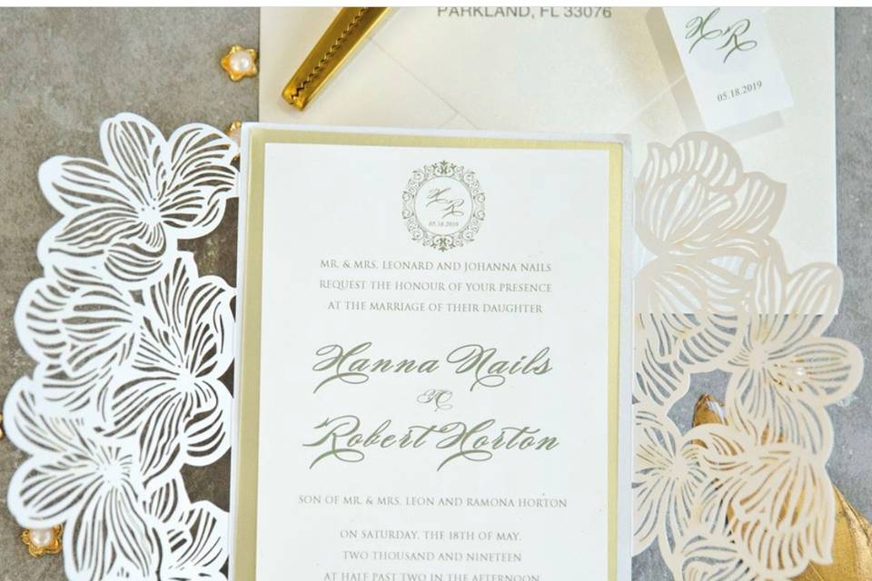 Laser cut invitation jacket