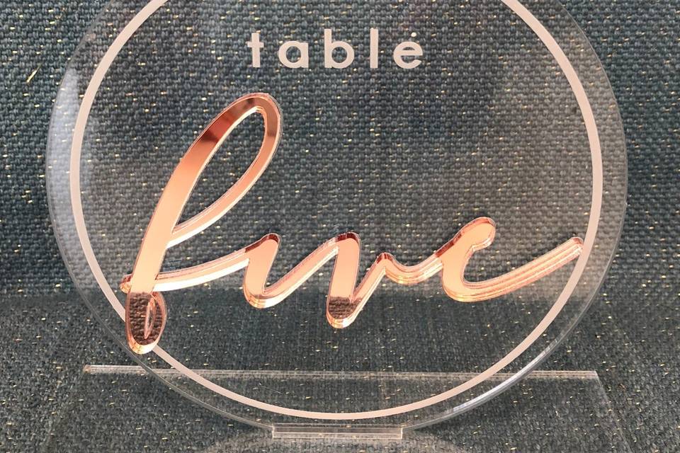 Acrylic table number design