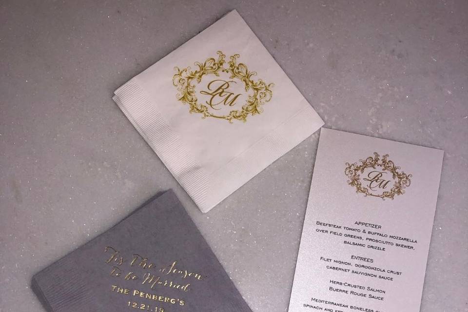 Custom napkins and menus