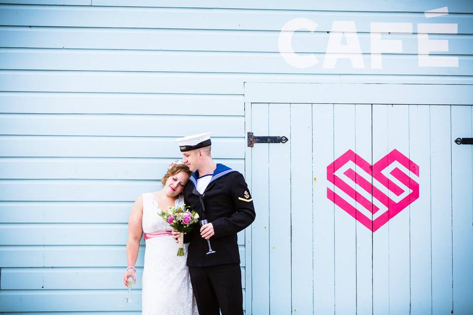 Wedding couple portrait on the beach