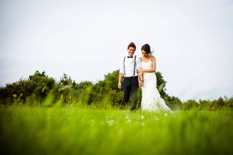 Couple portrait in woodland