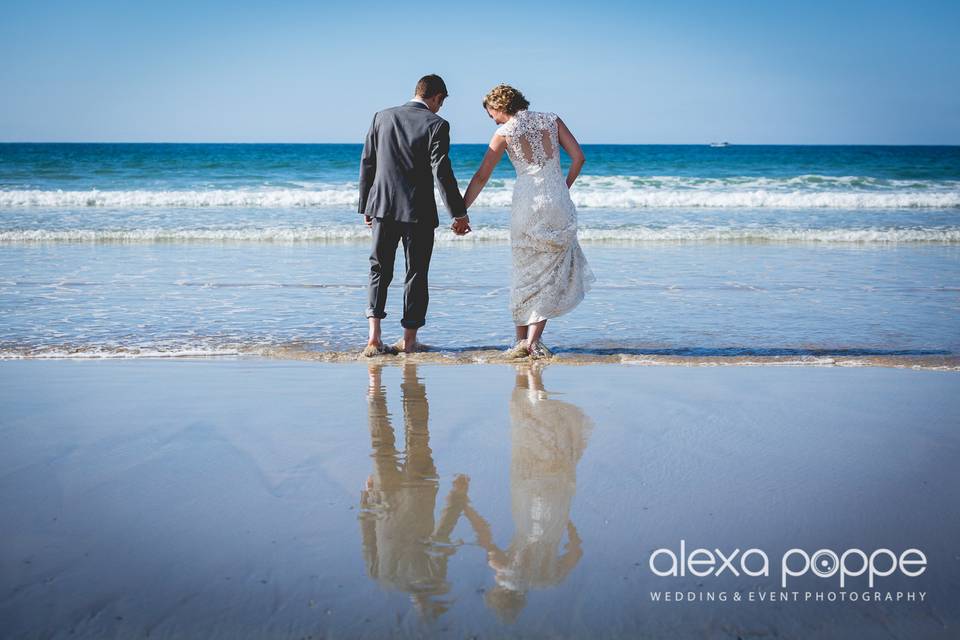 Wedding couple portrait on the beach