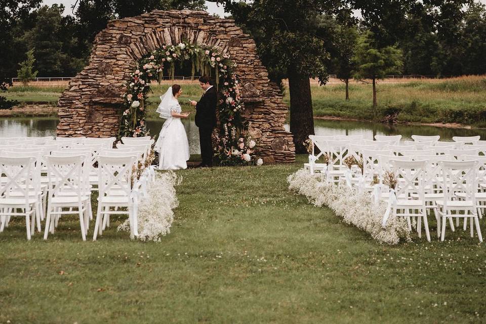 Wedding field stone arch