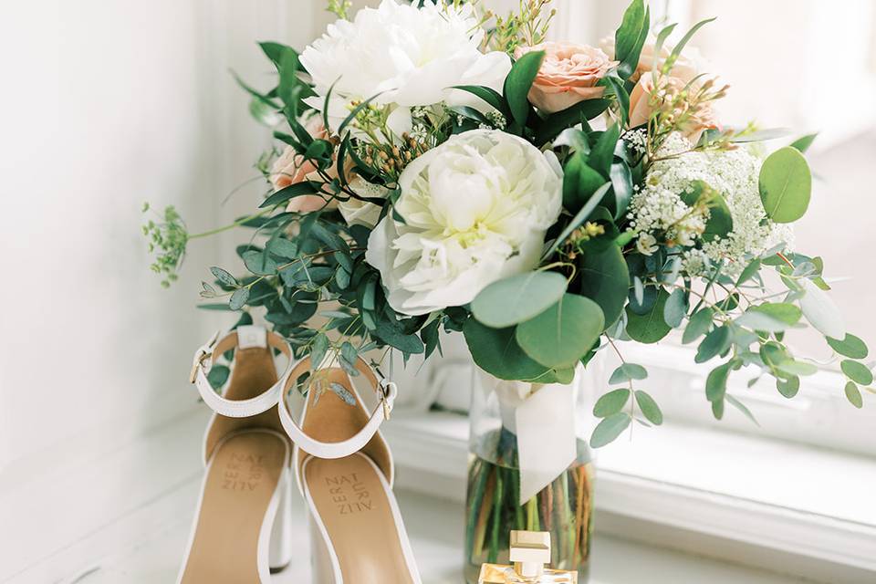 Bridal Bouquet + Shoes