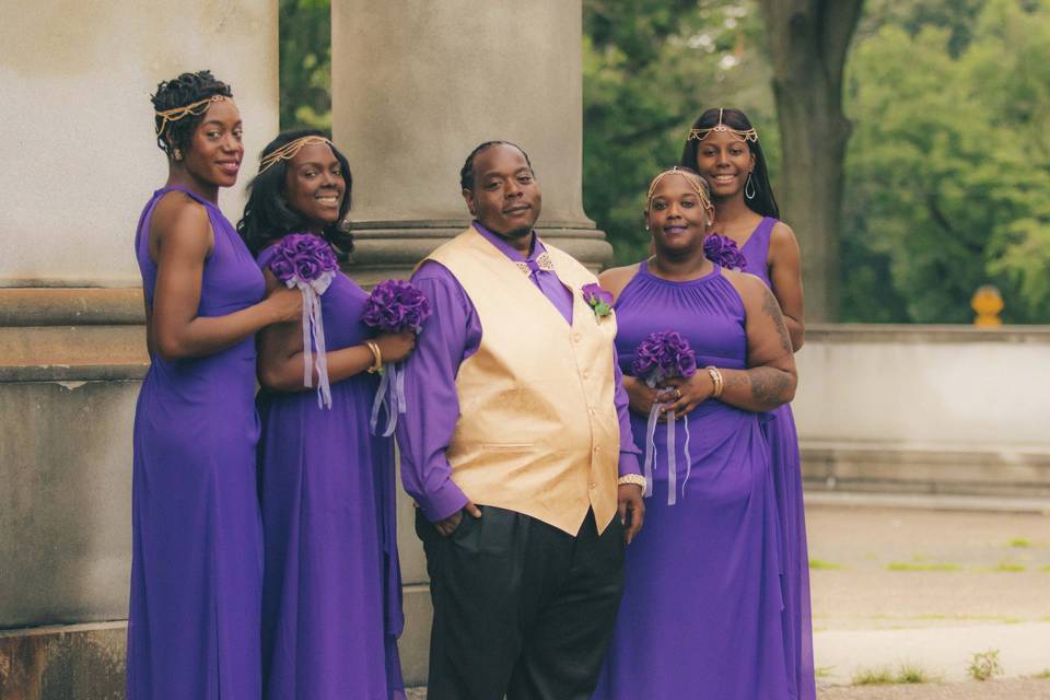 Groom with Bridesmaids