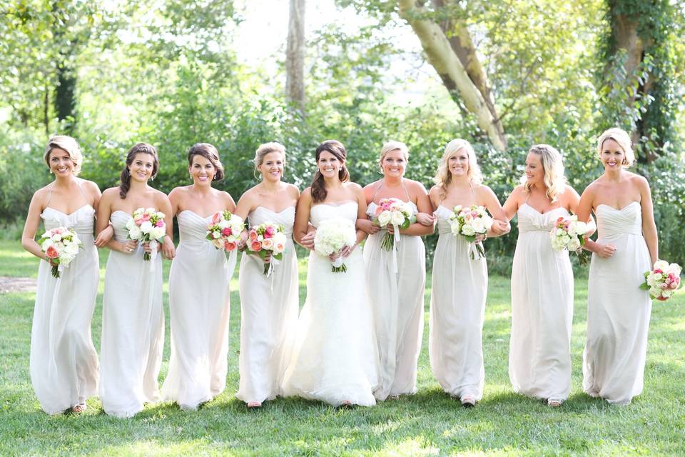 The bride with her bridesmaids