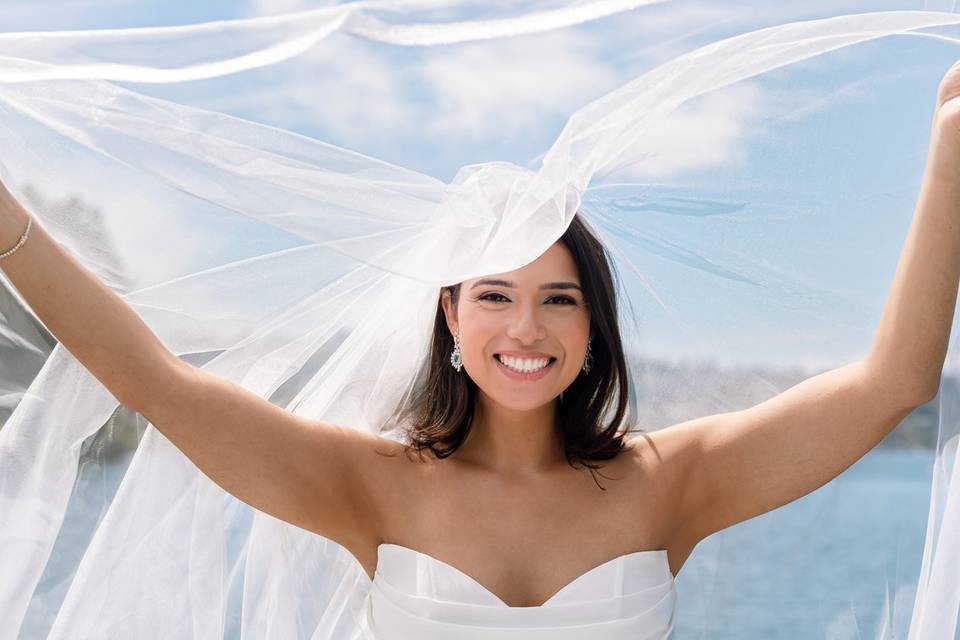 Bride on dock.