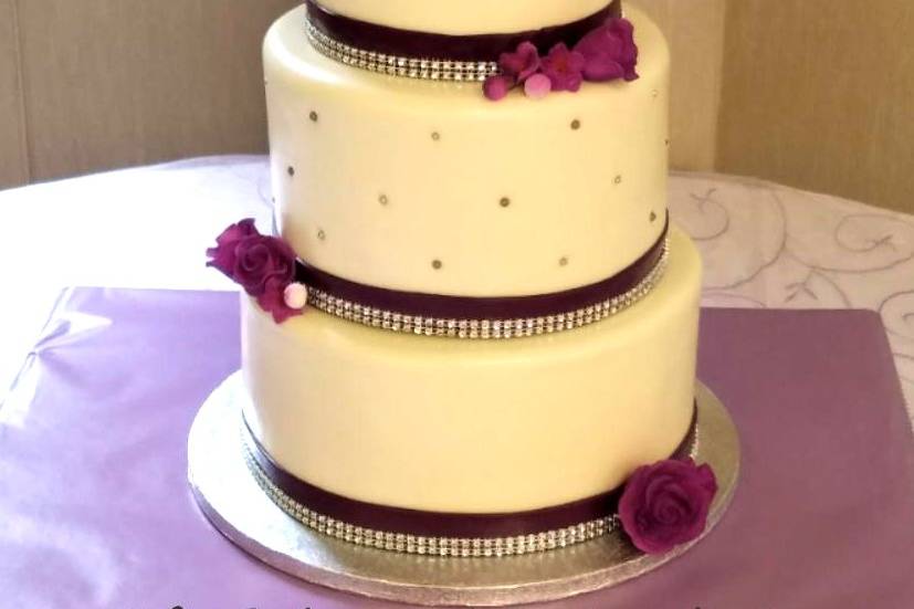Flowers & Bling Wedding Cake