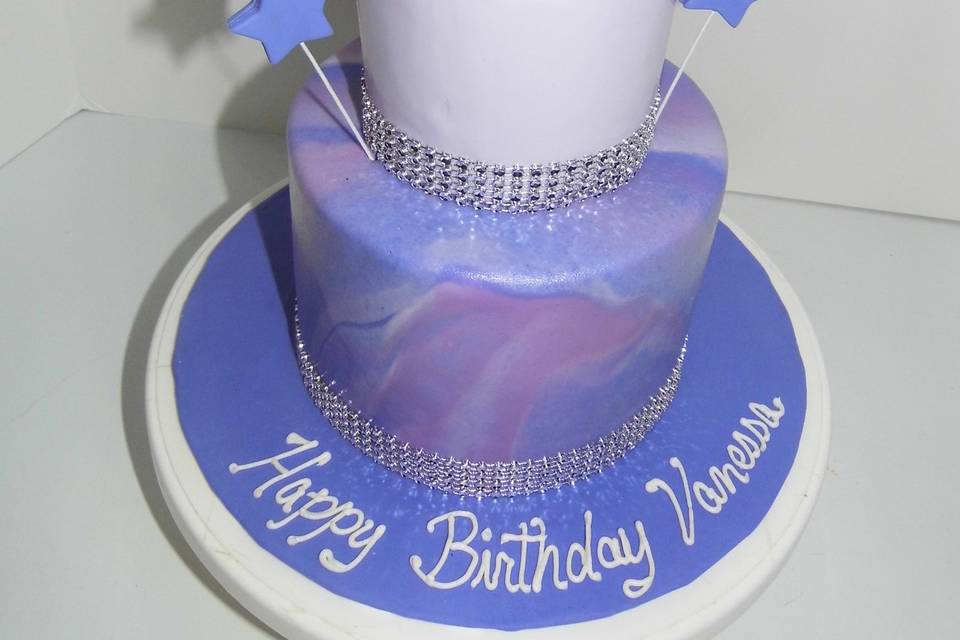 Purple Marbled Birthday Cake