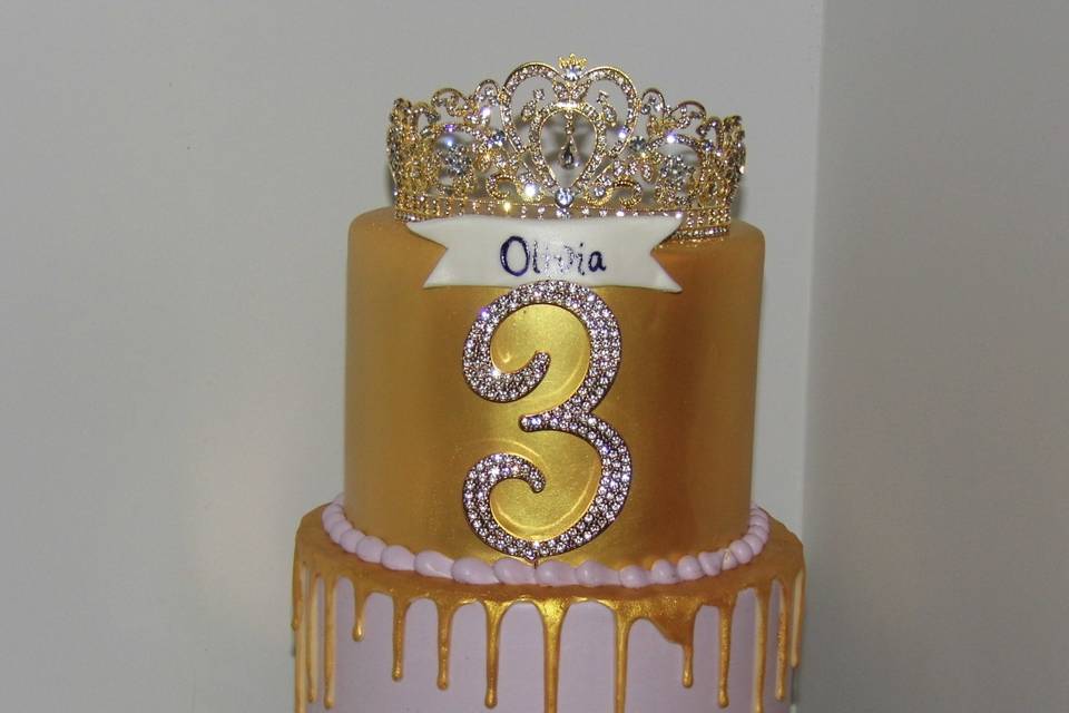 Pink & Gold Anniversary Cake
