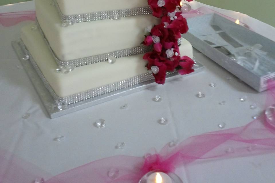 Cascading Flowers Wedding Cake