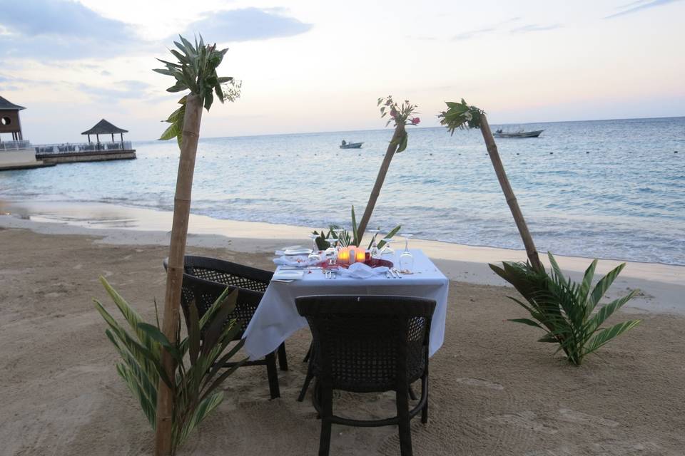 HoneymoonPrivate dinner on the beach JamaicaCaribbean