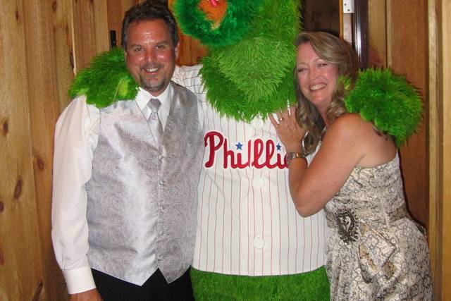 The couple with the mascot