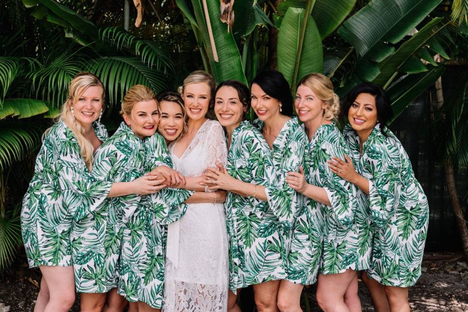 Tropical bridal party