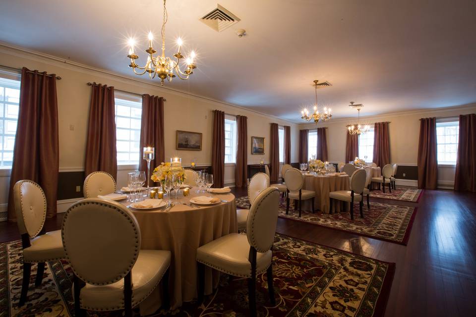 Stone Room at India House set for a Rehearsal Dinner