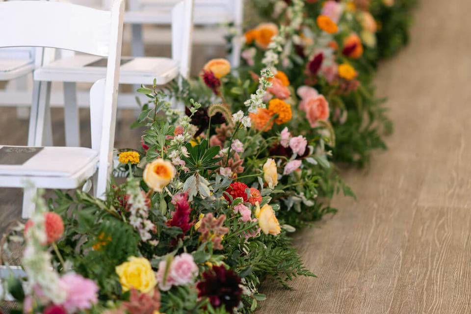 Colorful aisle flowers