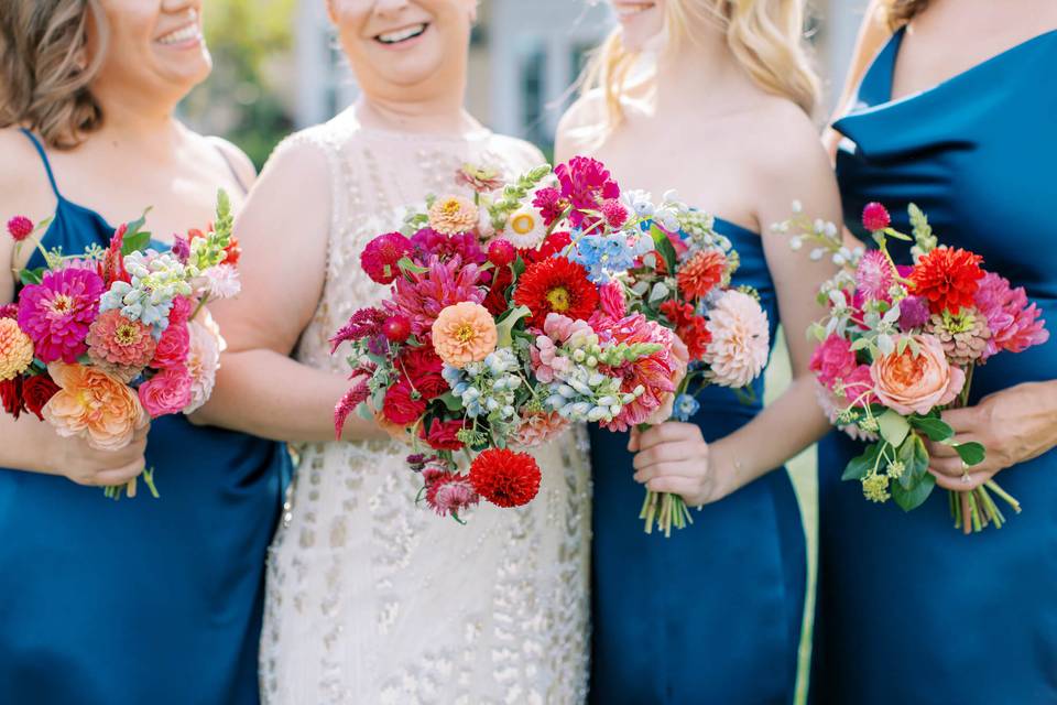 Bold colorful fall bouquets