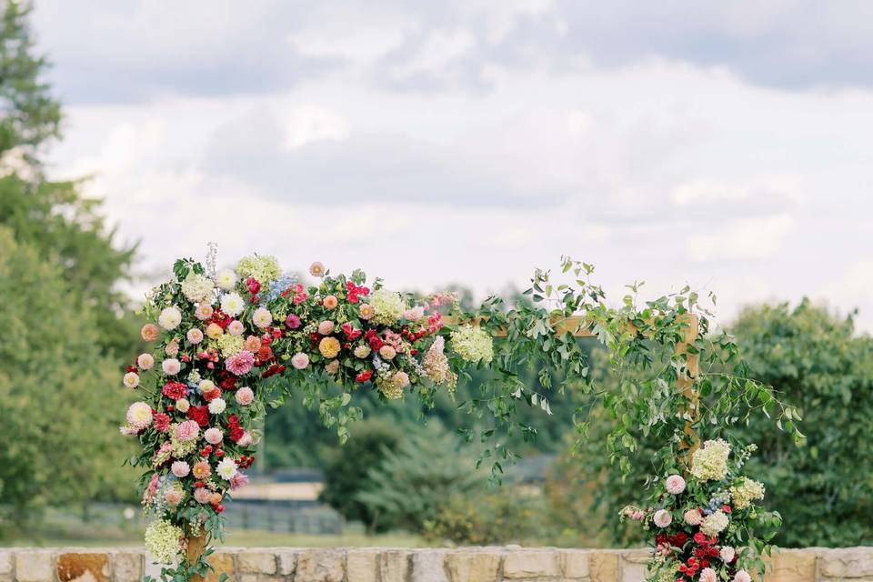 Bold colorful ceremony arch