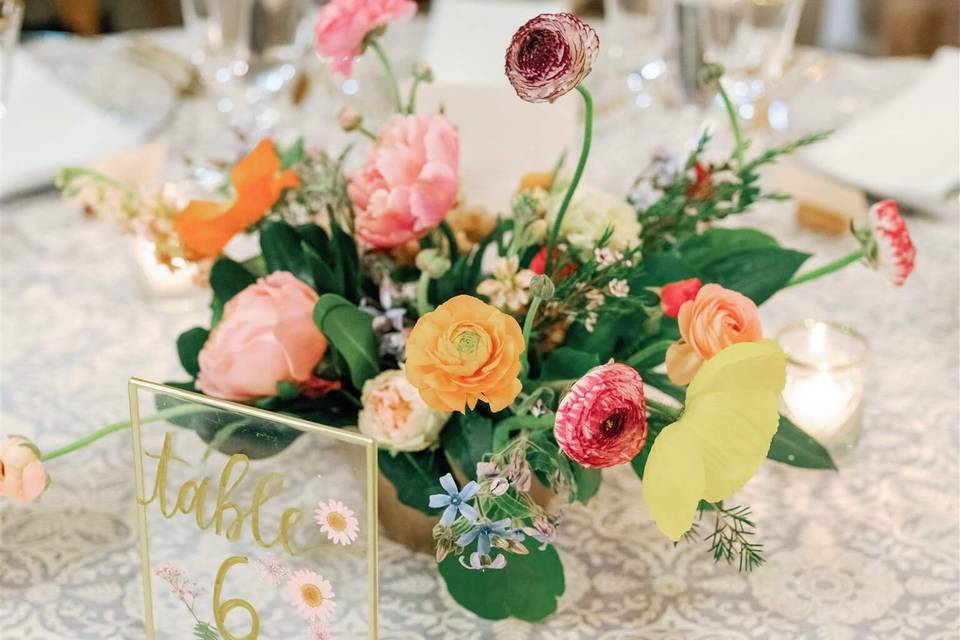 Colorful spring centerpiece