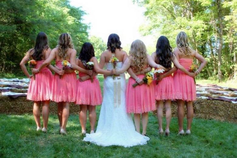 The bride with her bridesmaids