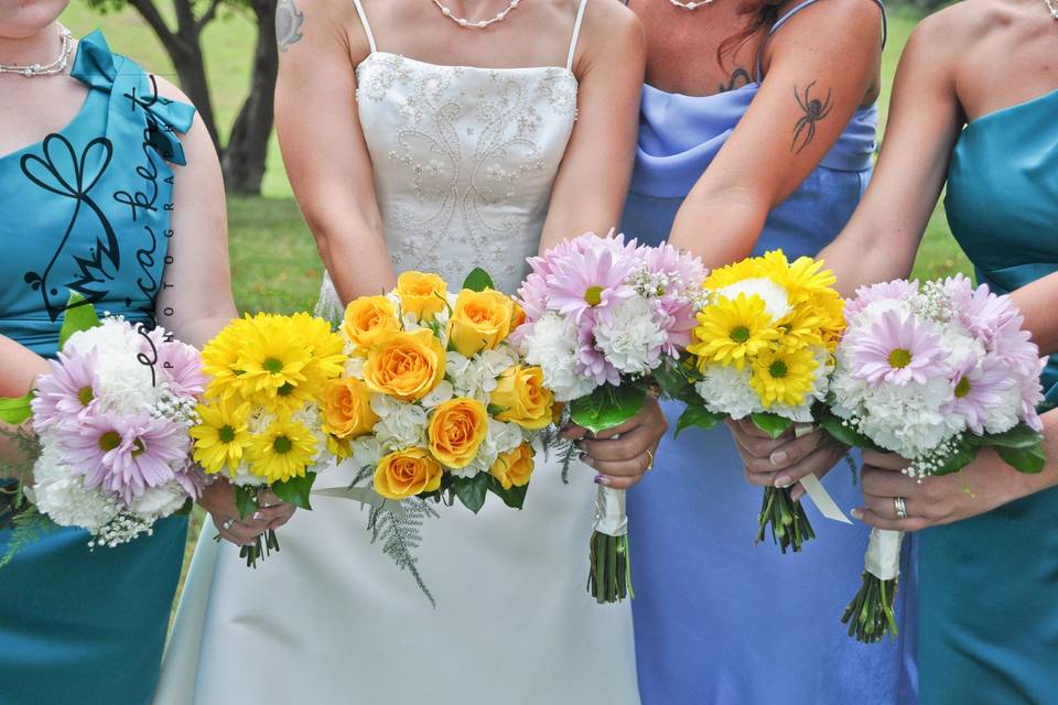 Bride and bridesmaids bouquets
