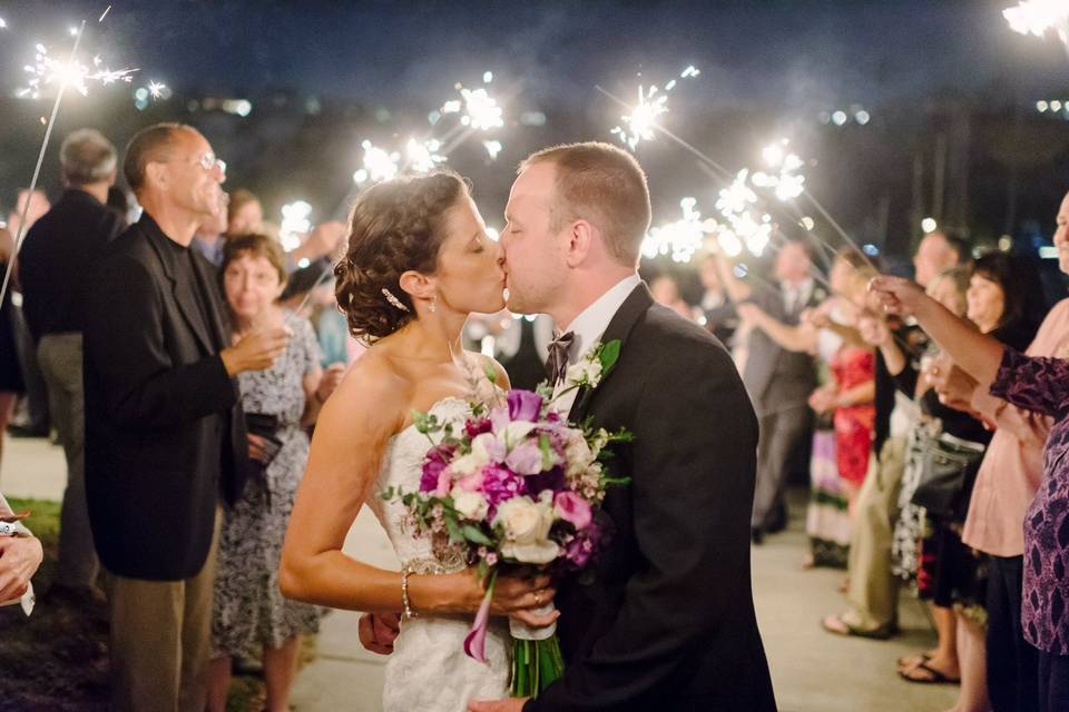 Purple & white sparkler exit