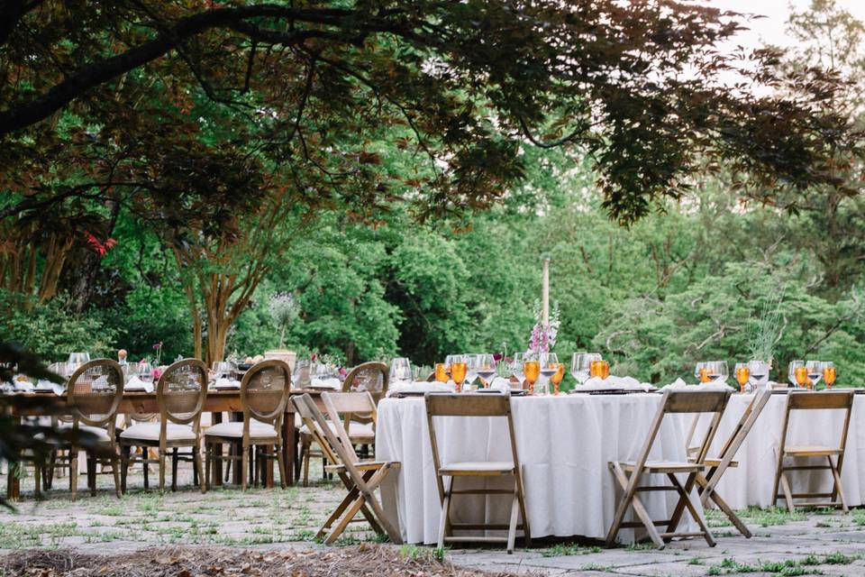 Round tables and chairs